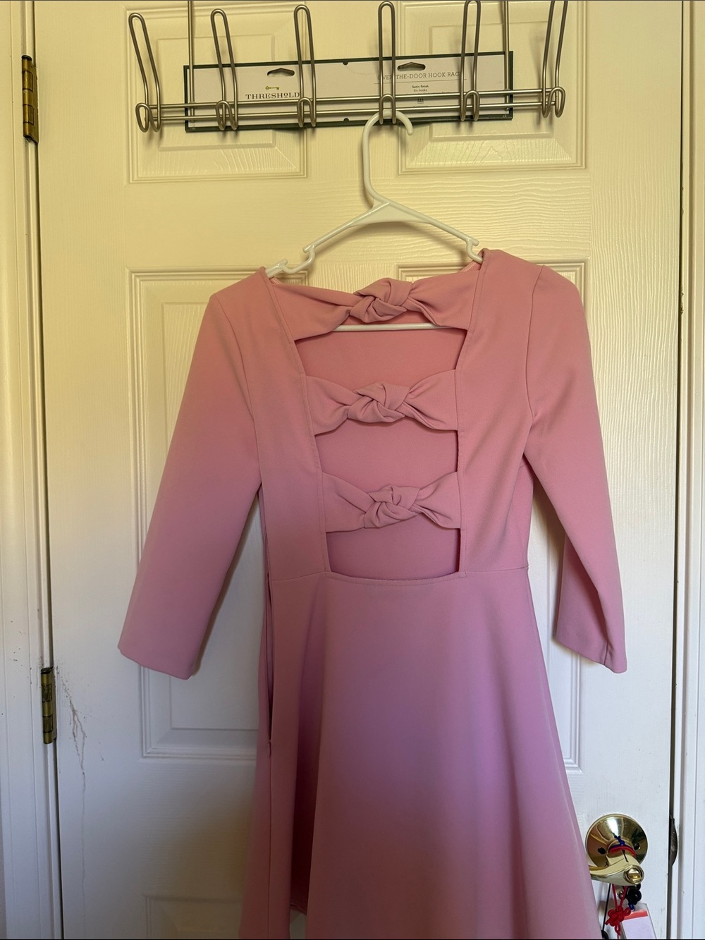 Zara Back Knot-Detail Pink Women's Fit & Flare Dress